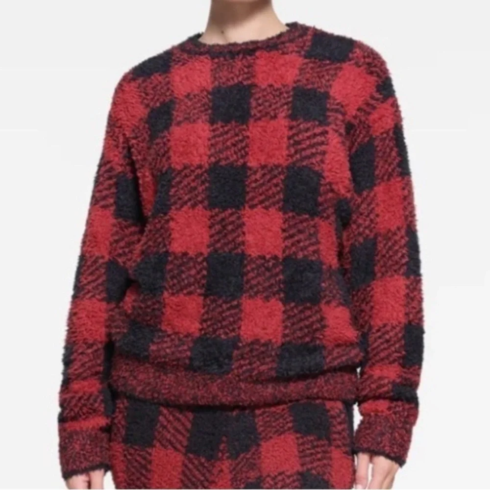 SKIMS plush buffalo plaid sweater S/M